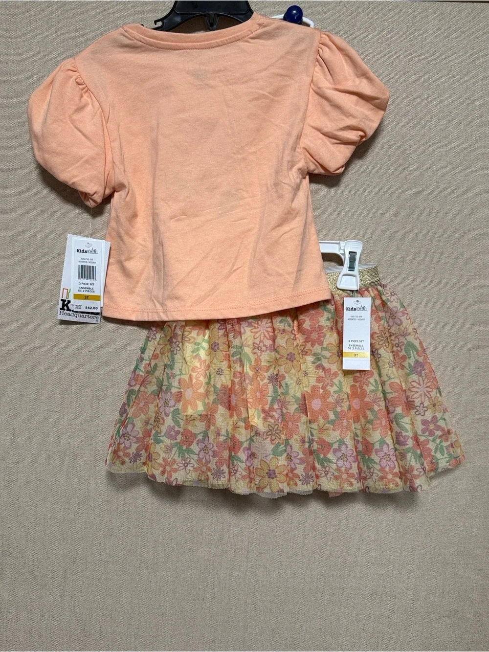 NWT Kids Headquarters Toddler Girl's 2 Pc Skort Set 3T peach